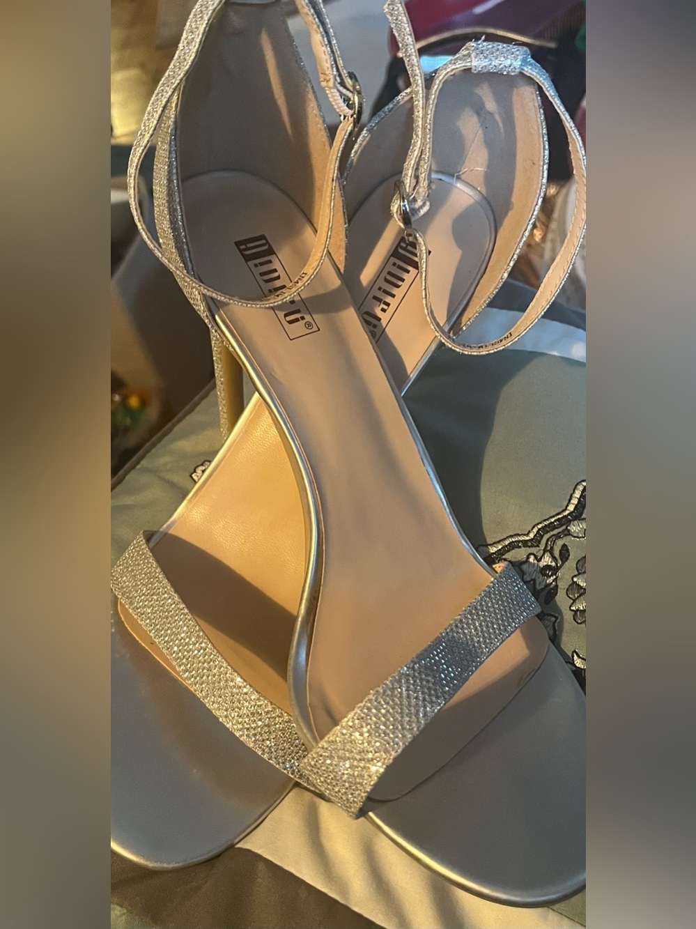 IDIFU Metallic Silver Ankle-Strap Women's Sandals